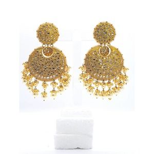 22kt Yellow Gold Kundan Polki Earring